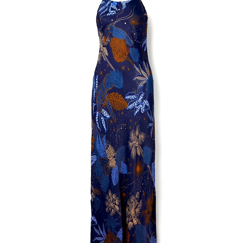 FARM Rio size Small Night Jungle printed satin maxi dress